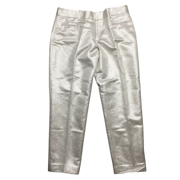 Club Monaco Shimmering Trouser Silver Ankle Trouser Pants Mid Rise US 8 Womens - Picture 1 of 8